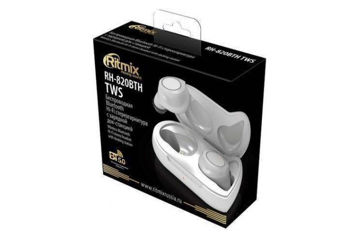 Наушники вакуумные беспроводные Ritmix rh-820 BTH TWS Bluetooth (белый)