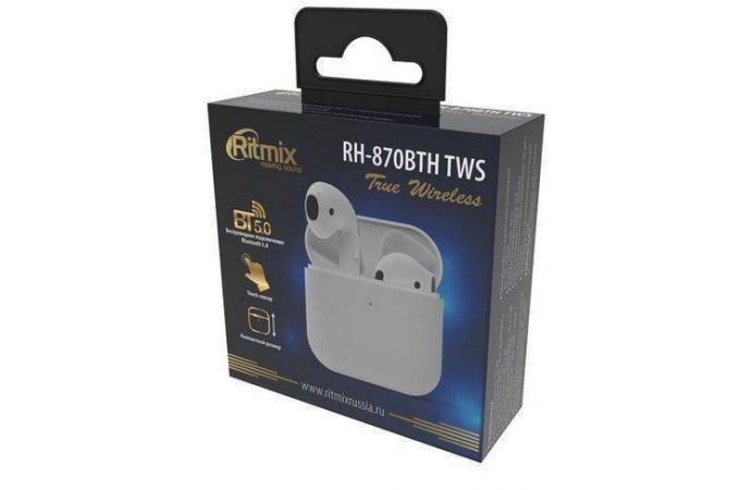 Наушники вакуумные беспроводные Ritmix rh-870BTH TWS Bluetooth (белый)