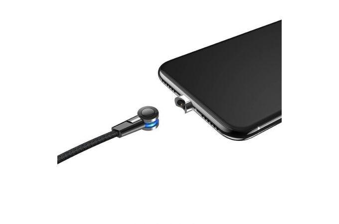 Кабель USB - Lightning HOCO S8, 2,4A (черный) 1,2м (магнитный, поворотный, LED индикатор)