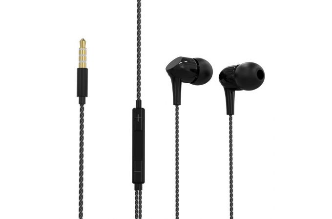 Наушники вакуумные проводные Perfeo c микрофоном SKEW черные