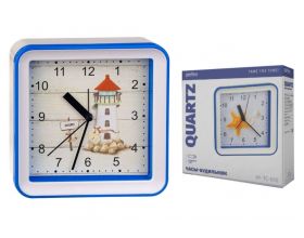 Часы-будильник Perfeo Quartz "PF-TC-010", квадратные 14,8*14,8 см, подвес на стену, маяк