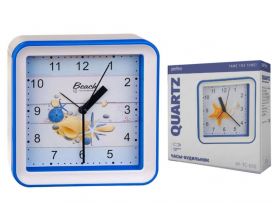 Часы-будильник Perfeo Quartz "PF-TC-010", квадратные 14,8*14,8 см, подвес на стену, ракушка