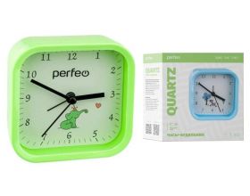 Часы-будильник Perfeo Quartz "PF-TC-012", квадратные 9,5*9,5 см, зелёные