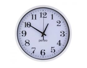Настенные часы Perfeo "PF-WC-002"(С1), круглые д. 25 см, белый корпус / белый циферблат