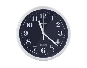 Настенные часы Perfeo "PF-WC-003"(С1), круглые д. 30 см, белый корпус / чёрный циферблат