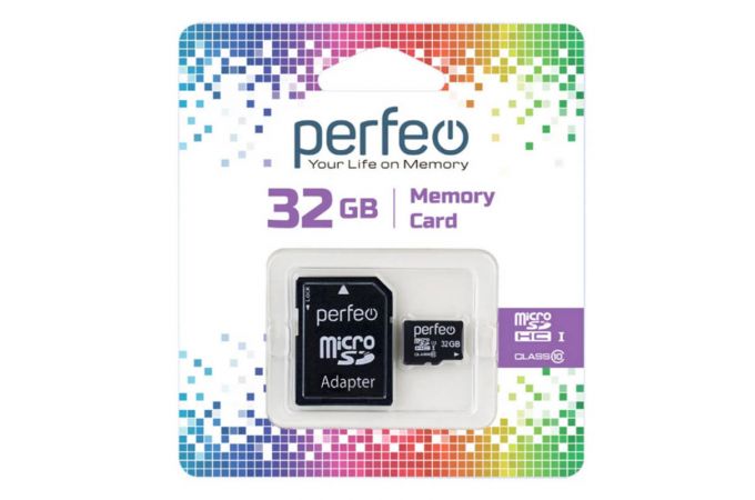 Карта памяти microSD Perfeo 32GB High-Capacity (Class 10) с адаптером