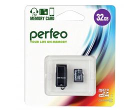 Карта памяти microSD Perfeo 32GB High-Capacity (Class 10) + USB Reader