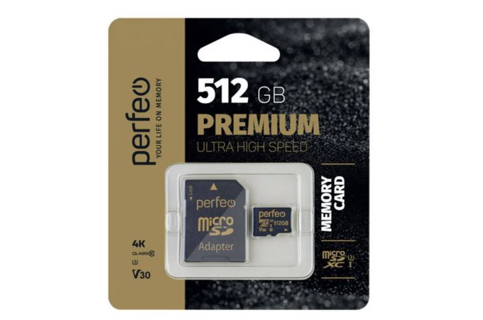 Карта памяти microSDXC Perfeo 512GB High-Capacity (Class 10) UHS-3 V30