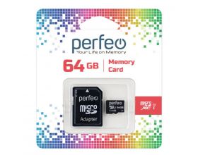 Карта памяти microSDXC Perfeo 64GB High-Capacity (Class 10) UHS-1 с адаптером