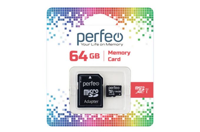 Карта памяти microSDXC Perfeo 64GB High-Capacity (Class 10) UHS-1 с адаптером