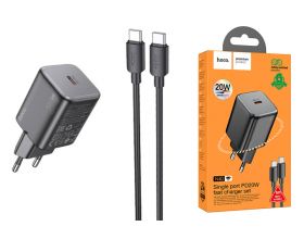 Сетевое зарядное устройство USB-C + кабель Type-C HOCO N40 PD20W (черный)