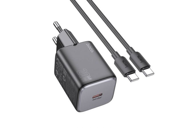 Сетевое зарядное устройство USB-C + кабель Type-C HOCO N40 PD20W (черный)