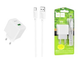 Сетевое зарядное устройство USB + кабель Type-C HOCO CS12A QC3.0 (белый)