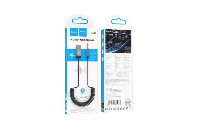 Bluetooth адаптер для автомагнитолы HOCO E78 Benefit spring cable (AUX-USB)