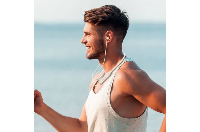 Наушники вакуумные беспроводные BOROFONE BE66 Motor neck-mounted BT headset Bluetooth (бежевый)