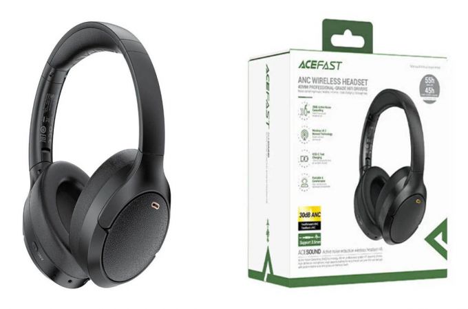 Наушники мониторные беспроводные ACEFAST H6 active noise reduction wireless headset (Черный)