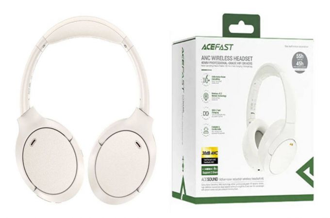 Наушники мониторные беспроводные ACEFAST H6 active noise reduction wireless headset (Белый)
