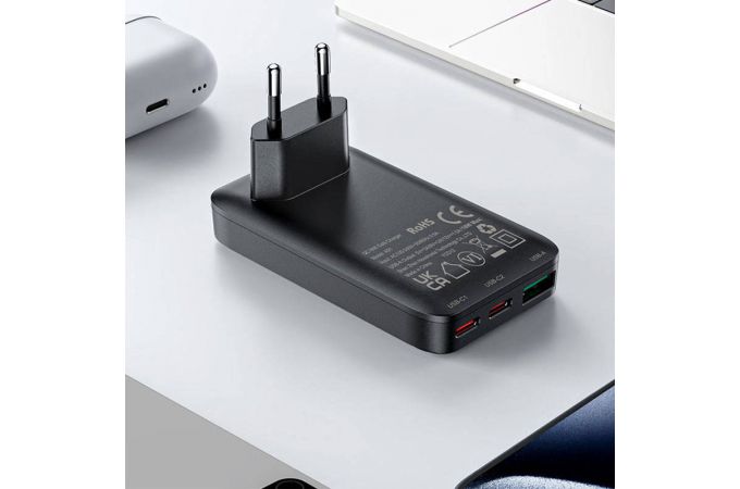 Сетевое зарядное устройство AceFast A100 PD65W GaN 2C+A ultra-thin Charger (Черный)