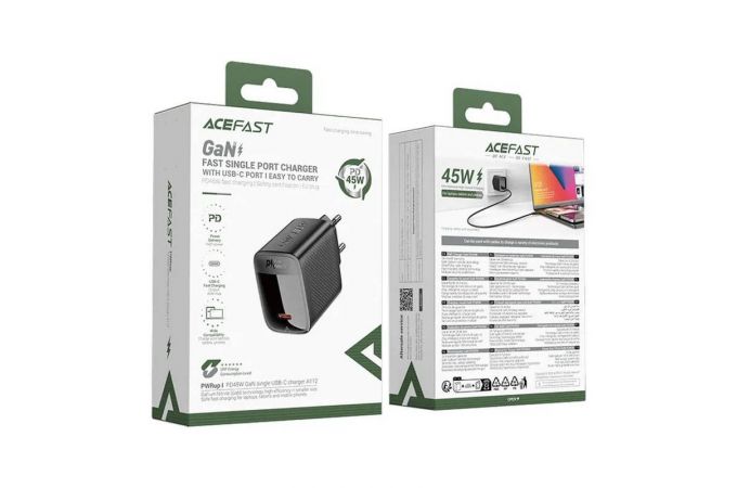 Сетевое зарядное устройство ACEFAST A112 PD45W GaN USB-C charger (Черный)