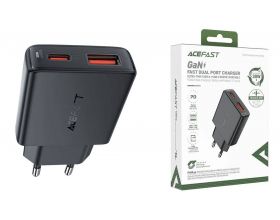 Сетевое зарядное устройство AceFast A69 PD30W GaN (USB-A+USB-C) Ultra-thin Charger (Черный)