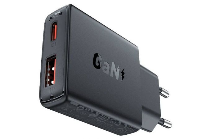Сетевое зарядное устройство AceFast A69 PD30W GaN (USB-A+USB-C) Ultra-thin Charger (Черный)