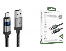 Кабель USB - USB Type-C ACEFAST C15-04 zinc alloy digital display braided charging data cable (Черный)