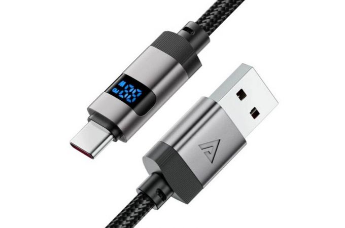 Кабель USB - USB Type-C ACEFAST C15-04 zinc alloy digital display braided charging data cable (Черный)