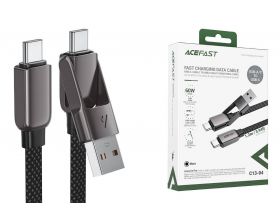 Кабель USB Type-C - Type-C AceFast C13-04 zinc alloy connectors charging data cable Mountain mist (Черный)