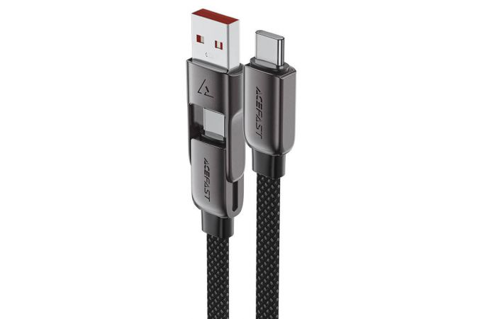 Кабель USB Type-C - Type-C AceFast C13-04 zinc alloy connectors charging data cable Mountain mist (Черный)