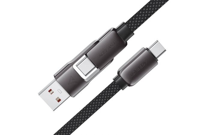 Кабель USB Type-C - Type-C AceFast C13-04 zinc alloy connectors charging data cable Mountain mist (Черный)