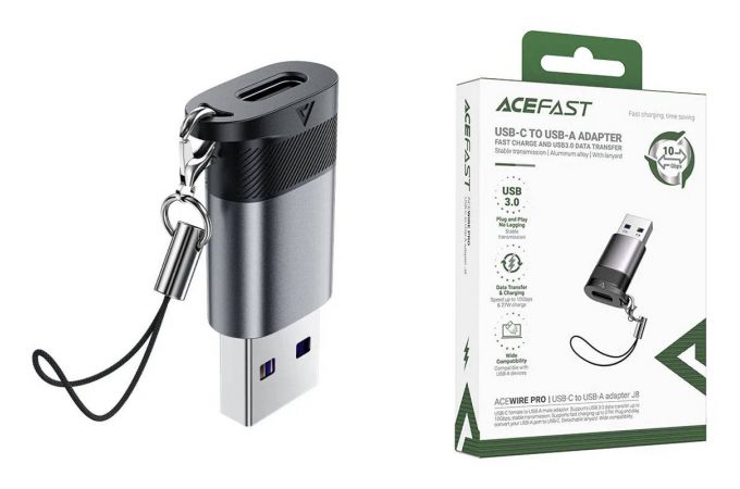 Переходник USB-C to USB-A ACEFAST J8 Adapter (Серый)