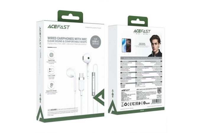 Наушники проводные USB-C ACEFAST L7 semi-in-ear  wired earphone with mic (Белый)
