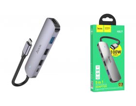 Разветвитель USB HUB HOCO HB27 Type-C многофункциональный конвертер (HDTV+USB3.0+USB2.0*2+PD) Разветвитель USB HUB HOCO HB27 Type-C многофункциональный конвертер (HDTV+USB3.0+USB2.0*2+PD)