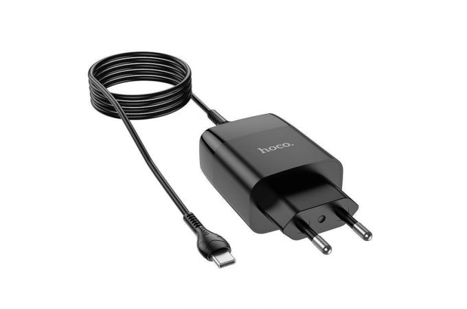 Сетевое зарядное устройство 2USB + кабель Type-C HOCO C86A Illustrious (черный)