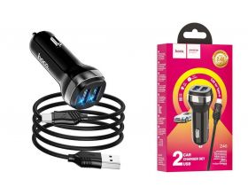 Автомобильное зарядное устройство АЗУ 2USB + кабель Type-C HOCO Z40 Superior 2400mAh (белый)