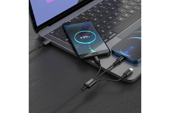 Кабель USB 3 в 1 BOROFONE BX50 Type-C/Lightning/Micro 2.4A (черный) 1м