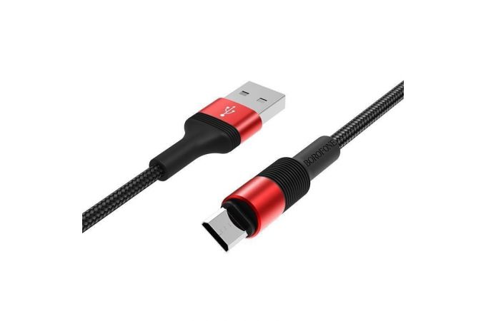 Кабель USB - MicroUSB BOROFONE BX21 2,4A (красный) 1м (в оплетке)