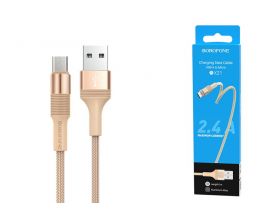 Кабель USB - MicroUSB BOROFONE BX21 2,4A золотой 1м (в оплетке)