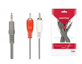 Кабель аудио Smartbuy 3.5 Jack (M) - 2xRCA (M), стерео 1,8 м, пакет (KA-311-300) (серый)