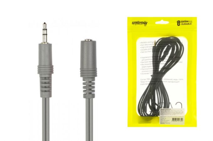 Кабель аудио удлинитель Smartbuy 3.5 Jack (M) - 3.5 Jack (F), стерео, аудио, 3,0 м, в пакете (KA323)