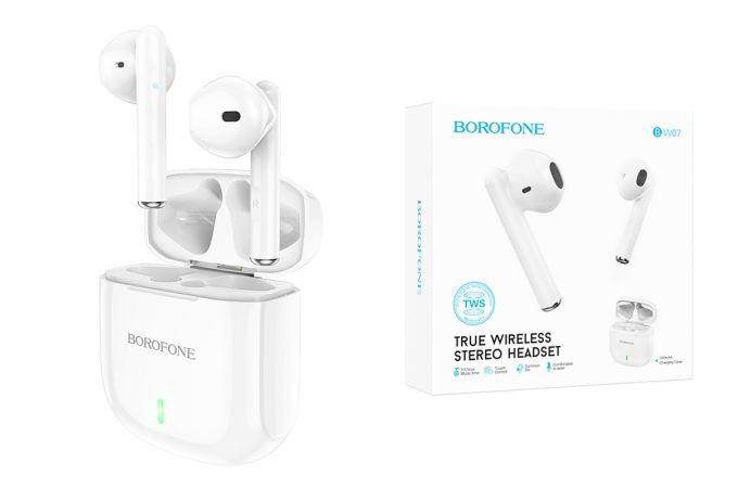 Наушники вакуумные беспроводные BOROFONE BW07 Wide sound true wireless BT Earphone Bluetooth (белый)