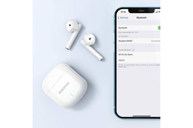 Наушники вакуумные беспроводные BOROFONE BW07 Wide sound true wireless BT Earphone Bluetooth (белый)