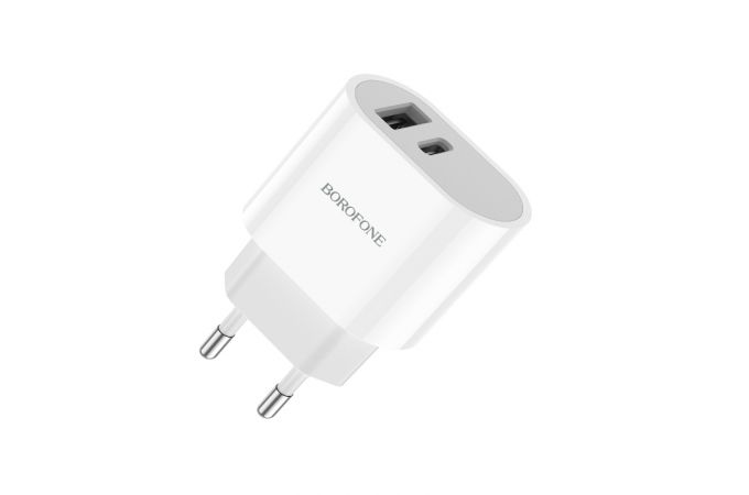 Сетевое зарядное устройство USB + USB-C BOROFONE BA62A Premium PD+ QC 3.0 (белый)