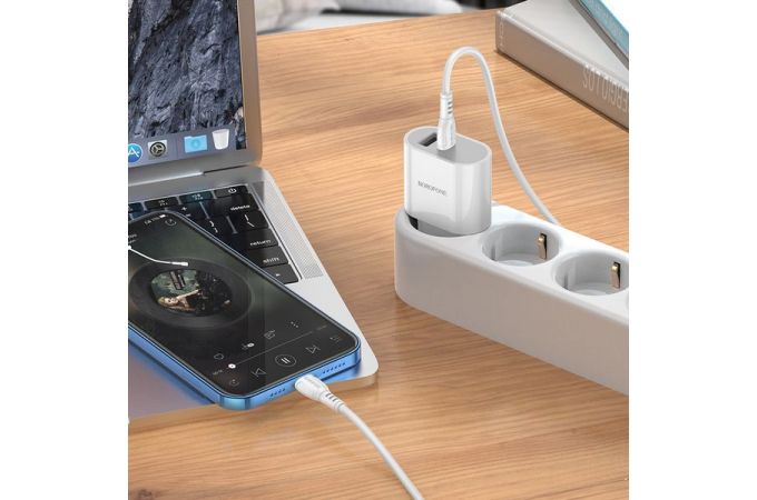 Сетевое зарядное устройство USB + USB-C BOROFONE BA62A Premium PD+ QC 3.0 (белый)