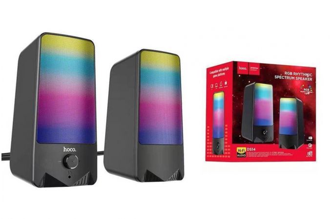 Акустическая система 2.0 HOCO DS14 RGB Rihytmic Spectrum (черный)