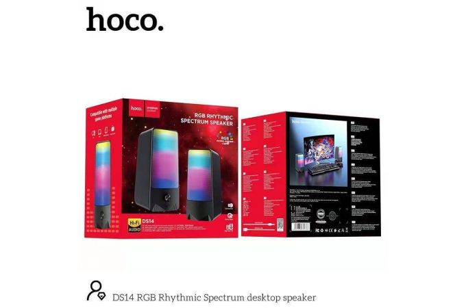 Акустическая система 2.0 HOCO DS14 RGB Rihytmic Spectrum (черный)