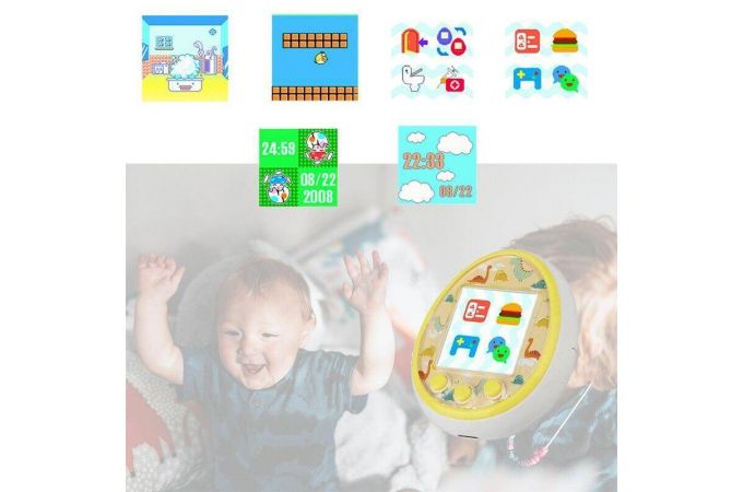 Тамагочи электронный питомец с цветным экраном, стандарт 6 см, питание аккумулятор Type-C (желтый)