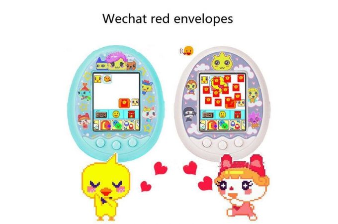 Тамагочи электронный питомец с цветным экраном, большой 7 см, питание 3хAAA (розовый)