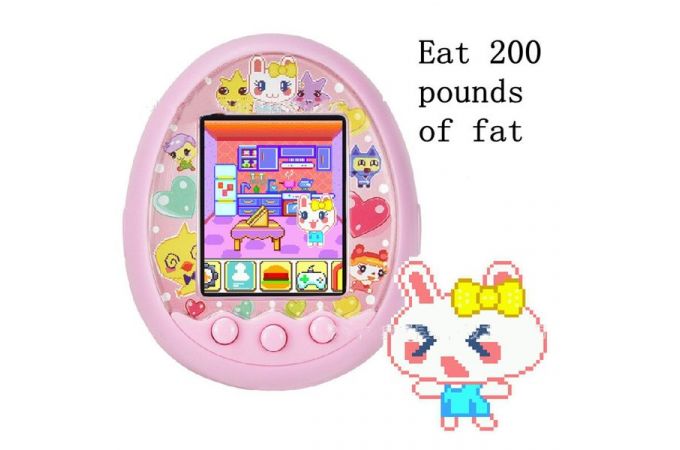 Тамагочи электронный питомец с цветным экраном, большой 7 см, питание 3хAAA (розовый)