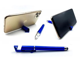 Подставка для телефона 3в1 Ручка, стилус, подставка (синий)